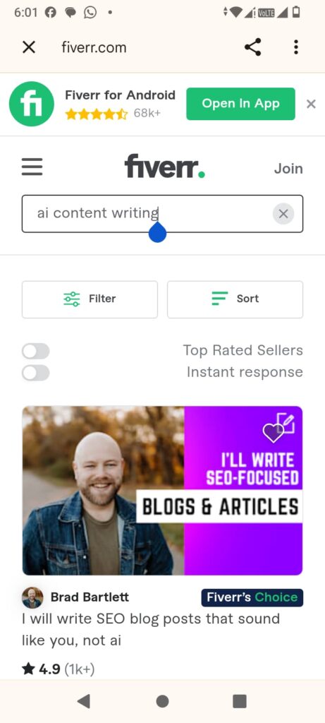 Fiverr AI freelancing services for content writing and online income in 2026